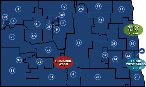 Map of North Dakota legislative districts